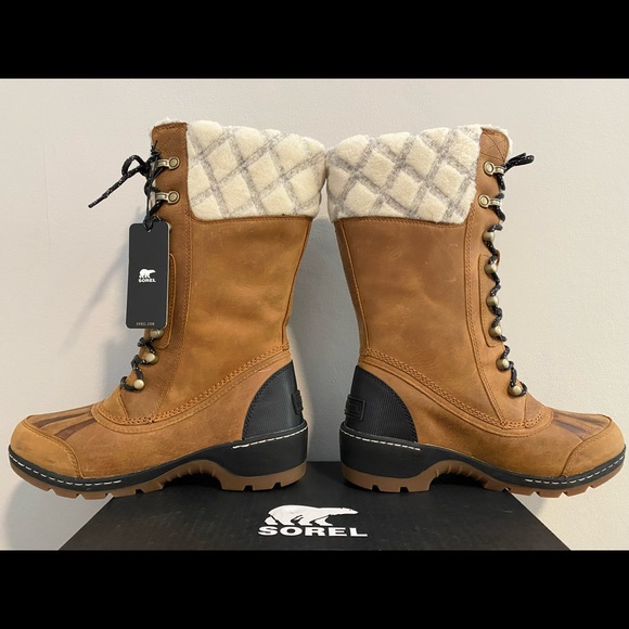 SOREL Whistler Tall Camel Brown Black Cream Gray Winter Lace Up Boots Shoes Sz 6 - Picture 5 of 10